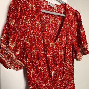 Bohme Ayla Floral Midi Dress in Red - Large
